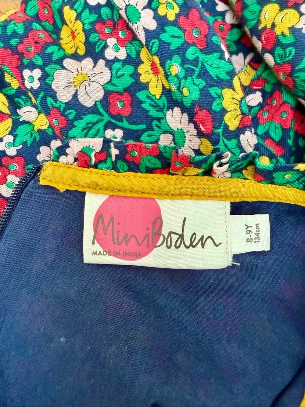 Mini Boden Girls 8-9Y Ditsy Floral Cotton Long Sleeve Dress with Pockets